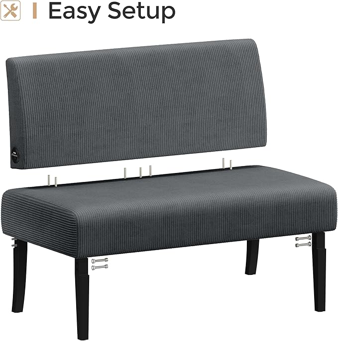 Yaheetech Small Comfy Sofa Mini Loveseat Couch 2-Seater Armless Sofa Chair Corduroy Fabric &amp Easy Assembly for Small Spaces Living RoomBedroomDormOffice Dark Grey