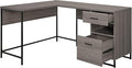 OSP Home Furnishings Hagney Lane L-Shape Desk with AC and USB Power Hub and Storage Farm Oak