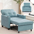 Modern Convertible Sleeper Sofa Bed 3-in-1 Adjustable Futon Couch with Storage &amp Removable Armrests for Apartment Studio Office Small Spaces (Blue)