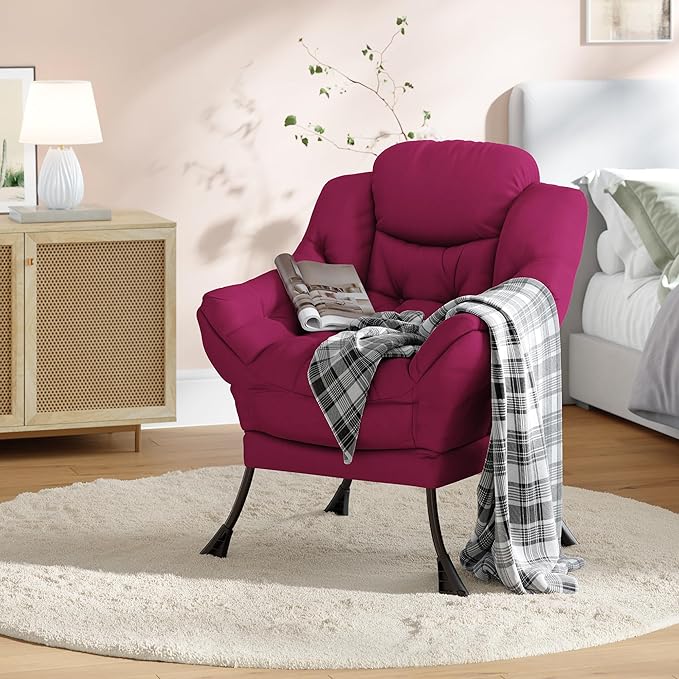 Comfy Modern Lazy Accent Chair with Side Pocket Lounge Armchair for Living Room Leisure Reading Sofa Chair for Bedroom Dorm &amp Office