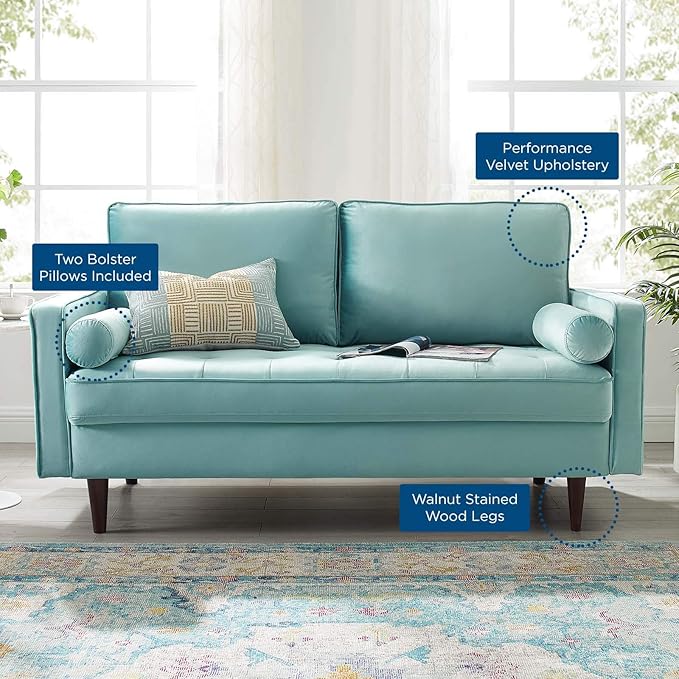 Modway Valour Performance Velvet Loveseat Mint Valour Performance Velvet Loveseat