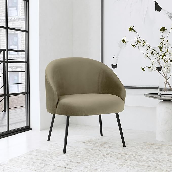Homepop Home Decor | Upholstered Modern Accent Chair | Accent Chairs for Living Room &amp Bedroom | Decorative Home Furniture Light Sage Green Velvet
