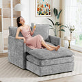 Oversized Chaise Lounge Chair Indoor Modern Comfy Chenille Cloud Accent Chair and A Half with Ottoman Single Deep Seat Sofa Couch Reading Armchair for Living Room Bedroom Apartment Light Gray
