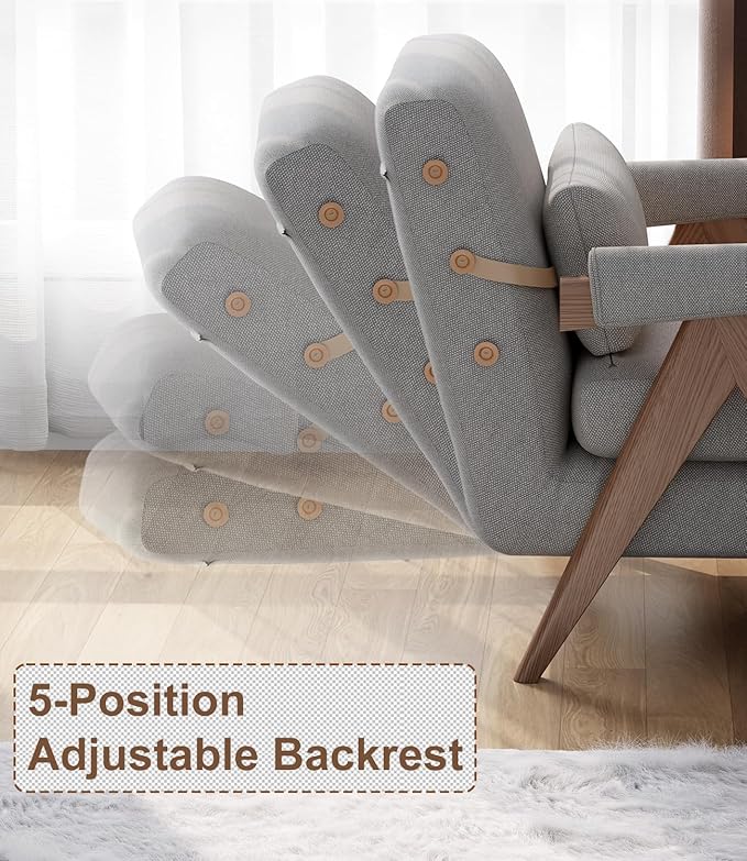 3 in 1 Convertible Sleeper Chair GreyFlip Out Sofa Chair Pull Out Couch to Bed for Adults Indoor Space Saving Lounger Furniture for Living Room Bedroom Compact Guest Bed W25x31.8Dx31.8H“