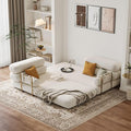 homary Velvet Futon Sofa Bed 81 Convertible Sleeper Couch with Detachable Bolster Pillows Stainless Steel Legs Modern 3-Seater Sofa for Living Room Apartment &amp Small Spaces (White)