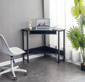 Triangle Computer DeskCorner Desk with Smooth Keyboard Tray&amp Storage ShelvesCompact Home OfficeSmall Desk with Sturdy Steel Frame As Workstation for Small SpaceBlack28.34''L 24''W 30.11''H