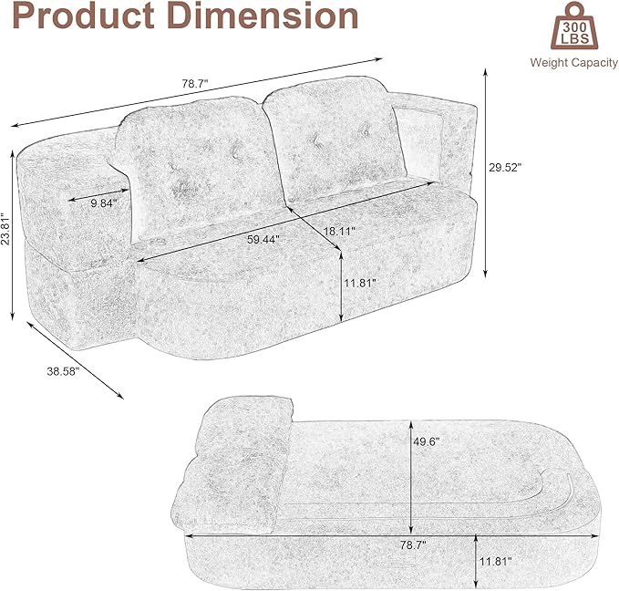 KIVENJAJA 78.7 Boneless Loveseat Convertible Folding Sofa Bed Full Size with Pillows Comfy Cloud Fold Out Couch Foldable Sleeper Sofa Bed for Living Room Small Spaces Office Apartment Orange