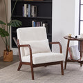 JOYBASE Mid Century Modern Accent Chair Lounge Reading Armchair with Wood Frame for Living Room Office Bedroom (Polyester Fabric Antique Beige)