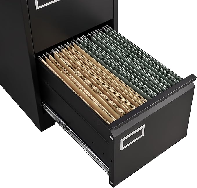 2 Drawer File Cabinet with Lock Vertical Metal Filing Cabinets for Home Office Organizer Storage Cabinet Fit Letter/A4/Legal Size FileAssembly RequiredBlack