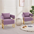 Oversized Lilac Teddy Accent Chair Modern Barrel Chair with Gold Legs Metal Frame Upholstered Armchair for Bedroom Living Room Sofa Chair Club Side Chairs Home/Business (Set of 2 Lilac)