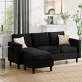 JAMFLY Sectional Sofa Couch Convertible L Shaped Sofas with Ottoman Small Sectional Couches for Living Room 3 Seater Couch for Small Spaces Black