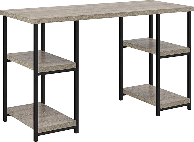 Ameriwood Home Elmwood Double Pedestal Computer Desk Distressed Gray Oak