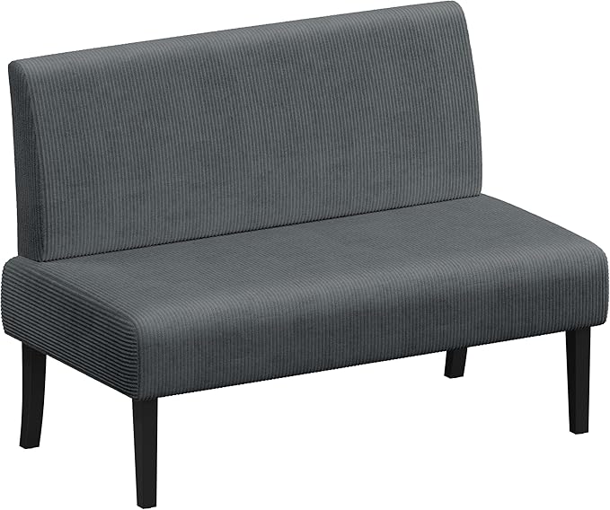 Yaheetech Small Mini Sofa Couch Armless Loveseat Futon for Bedroom Corduroy Fabric &amp Easy Assembly for Small Spaces Living RoomDormOfficeApartment Dark Grey