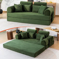 79 Corduroy Sofa Bed Sleeper Couch 6-in-1 Convertible Boneless Floor Futon Loveseat High-Density Foam Couch in a Box with 2 Headrest Pillows No Assembly Olive Green
