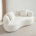 67”Curved Loveseat for Living Room Deep Seat Cloud Loveseat with 2 Throw Pillows Modern Loveseat Adopt Teddy Fabric for Small Spaces The Love Seat Couch No Assembly Needed White Loveseat