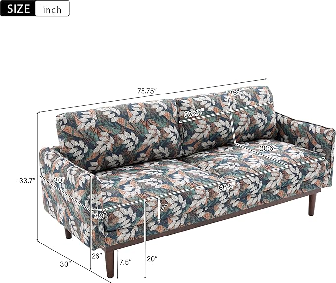 Christopher Knight Home Brena Modern Chenille Upholstered Loveseat Sofa Wooden 2 Seater Sofa Couch with Deep Seat Comfy Cloud Couch for Living Room Bedroom Home Office Green+White