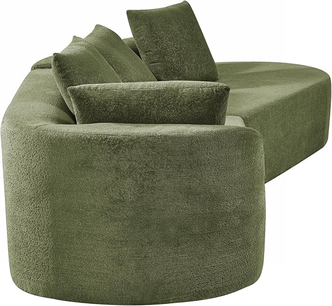 116Modern Curved Sectional Sofa with High-Density Fully Compressed Sponge and Chaise LoungePearl Upholstery2-Piece SetFully Assembled Right Hand FacingPerfect for Living Room (Green~23)