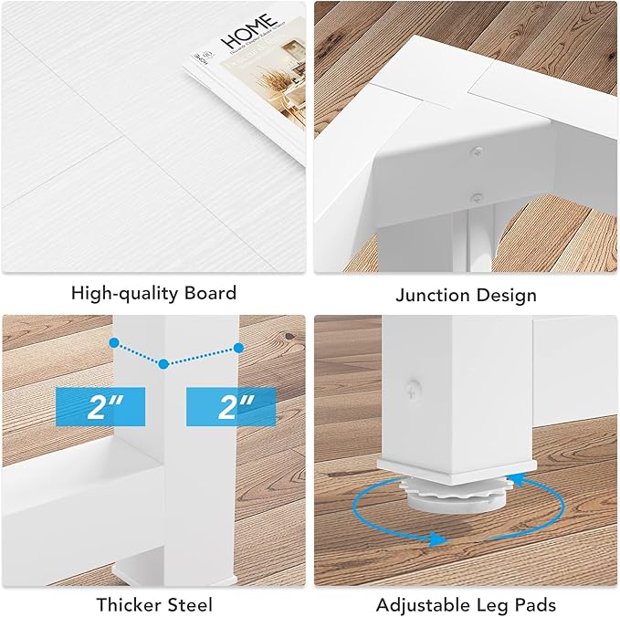 Tribesigns 70.8”Executive Desk (Set of 2) Large Office Computer Desk with Thicken Frame Modern Simple Workstation Business Furniture for Home Office White