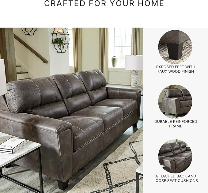 Signature Design by Ashley Navi Faux Leather Modern Sofa Gray