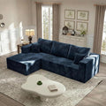92.5'' L-Shaped Cloud Modular Sectional Sofa Modern Corduroy Memory Foam Couch with Left Facing Chaise Lounge Upholstered Boneless Deep Seat Fluffy Sofa No Assembly Needed for Home Navy Blue