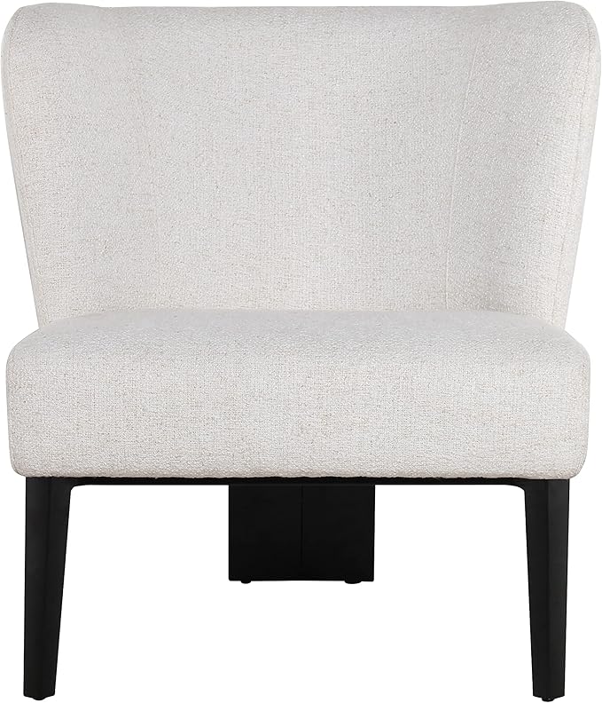Limari Home Leonce Collection Modern Style Living Room Fabric Upholstered Accent Chair with 3 Powder Coated Metal Legs White Black