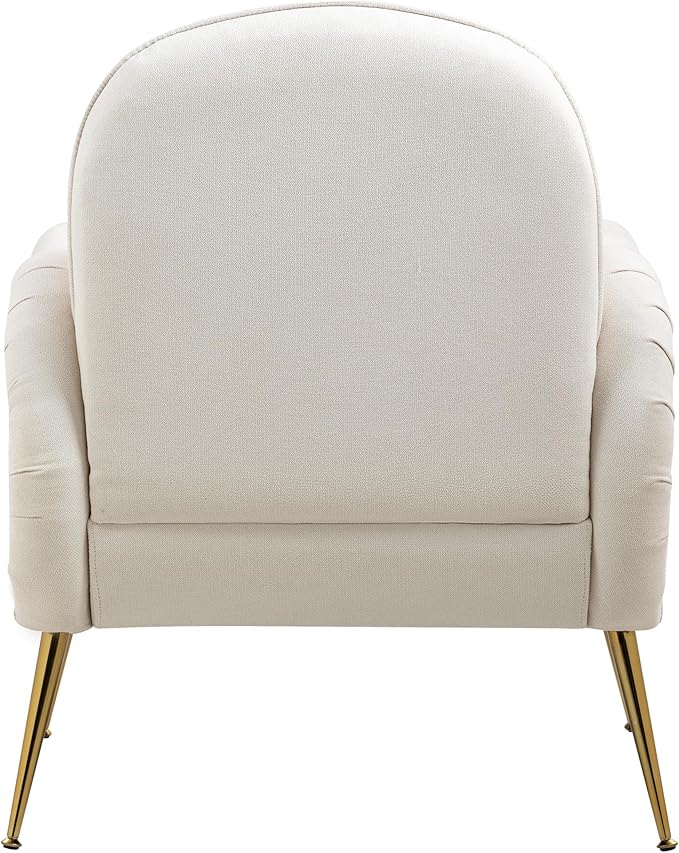 Accent Chair with Metal Gold LegsSnowflake Fabric ArmchairSingle Sofa Chair for Living Room Bedroom Dining Room Accent Club Guest Chair Holds 300lbs(Beige)