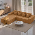 111‘’ Modular Sectional Cloud Couches with L Shaped Upholstered Deep Seat Boneless Sofa for Living Room Bedroom No Assembly Required-Camel