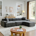 118 Modern L-Shaped Modular Sectional Sofa Oversized 3-Seater Couch with Deep Seat and Movable Ottoman Chenille Yarn Grey Cloud Sofa Couch for Living Room No Assembly