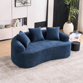 Curved Loveseat Sofa Couch for Living Room 65’’ Modern Comfy Cloud Floor Couch Round Sofa Full Sponge Compression Sofas with Deep Seat for Small Spaces Apartment No Assembly NeededBlue