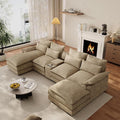 OUYESSIR 135 U Shaped Sectional Cloud CouchBrown Sectional Couches for Living RoomComfy Fluffy Chenille Oversized Cloud CouchModular Sectional Sofa with Central Console &amp Double Chaise Lounge