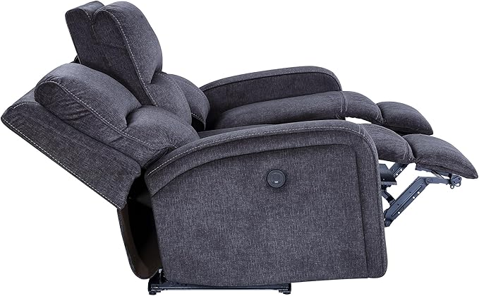 Steve Silver Furniture Lovell Upholstered Power Reclining Sofa Zero Wallhugger w/USB-Charging Port Charcoal Plush and Space-Saving Design Living Room Home Theater 42 D x 87 W x 42 H Grey