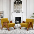 2 Pcs Home Accent Chair Mid Century Modern Accent Chair with Wood Frame Lounge Upholstered Armchair Reading Chair Sturdy BaseFor Living Room BedroomOfficeComfy Guest Waiting Room ChairsYellow
