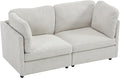 Modern Loveseat Sofa 68.5 inches Living Room Couch White Chenille Fabric 350 lbs Weight Capacity