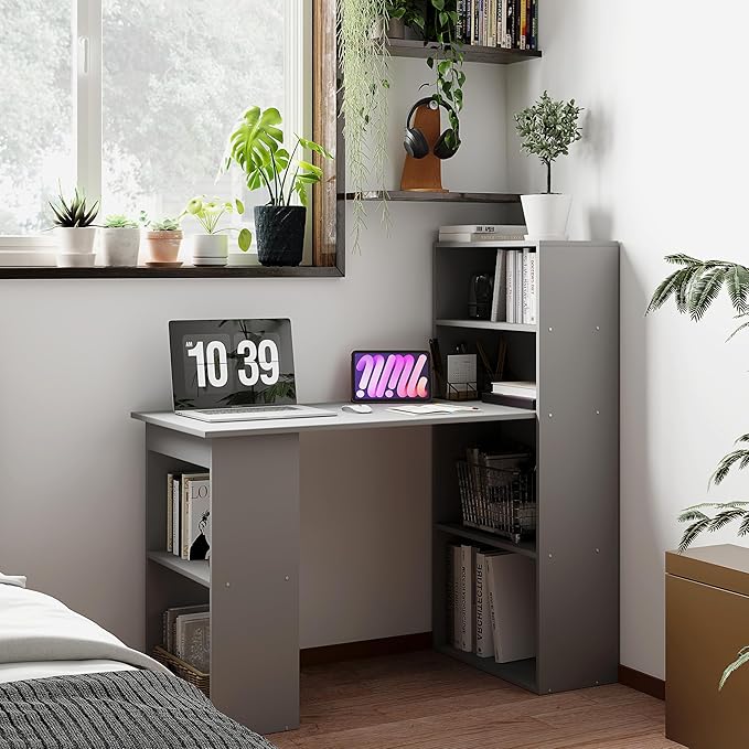 Computer Desk with Storage ShelvesWorking Writing Table with Bookshelf for Home Office Modern Simple StyleHome Office Computer Desk with Side ShelfHome Office Desk Writing Workstation Study Table
