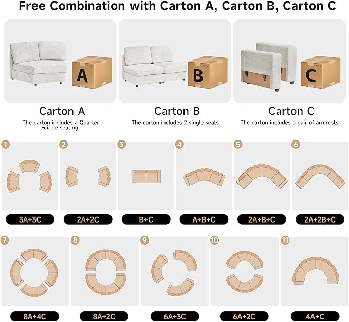 Cream Cloud Curved Accent Couch Set of 2 Reading Chair Big Comfy and Soft Memory Foam 30.31'' Deep Mid-Century Modern Accent Chair for BedroomOfficeSmall SpaceDormApartment - White