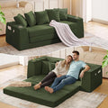 82 Oversized Loveseat Pull Out Sofa 2 in1 Convertible Loveseat Sofa with Pillows Corduroy Folding Couch Bed with Deep Seat Boneless Couch for Small Room No Assembly Required Green