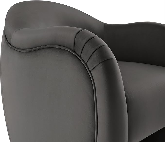 Modway Compose Barrel Chair with Performance Velvet Fabric in Storm Gray – Upholstered Accent Armchair with Curved Backrest – Cozy Lounge Chair for Reading – Round Comfy Single Sofa Club Chair