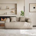 Half Moon Curved Sectional Sofa with 2 Throw Pillows Modern Style 2-Seater Chenille Leisure Couch with Curved Backrest Easy Assembly for Apartment Living Room Bedroom Light Brown（76 inch）