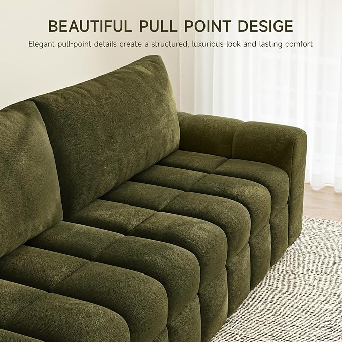 ONBRILL 82 Loveseat Sofa Modern Chenille Sofa Couch for Living Room Pull Point Seat Cushion Easy Assembly Comfy Love Seat for Small Spaces Bedroom Apartment Green