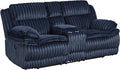 Lexicon Goodland Corduroy Double Reclining Love Seat with Center Console in Blue