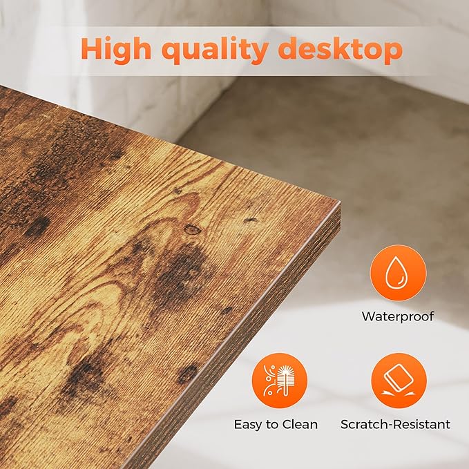 Mericonia 48 inch Computer Desk w/Shelf &amp Adjustable Feet 32 inch Rolling Office Desk w/ 1 Hook Small Space Desk for Home Office Study Writing Bedroom 2 Pack
