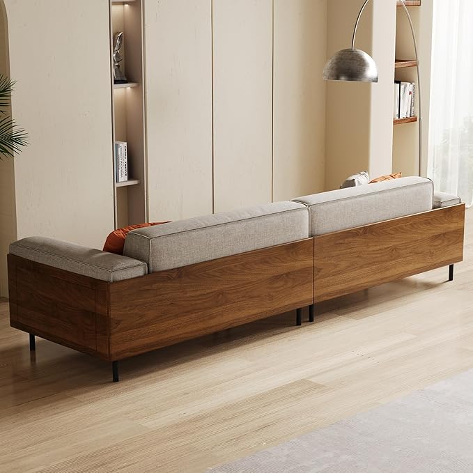 Modern 4-Seater Sofa for Living Room - Comfortable Timecloud Couch with Wood Frame and Metal Legs Easy Assembly Ideal for Office Apartment or Living Room 111.81 Grey