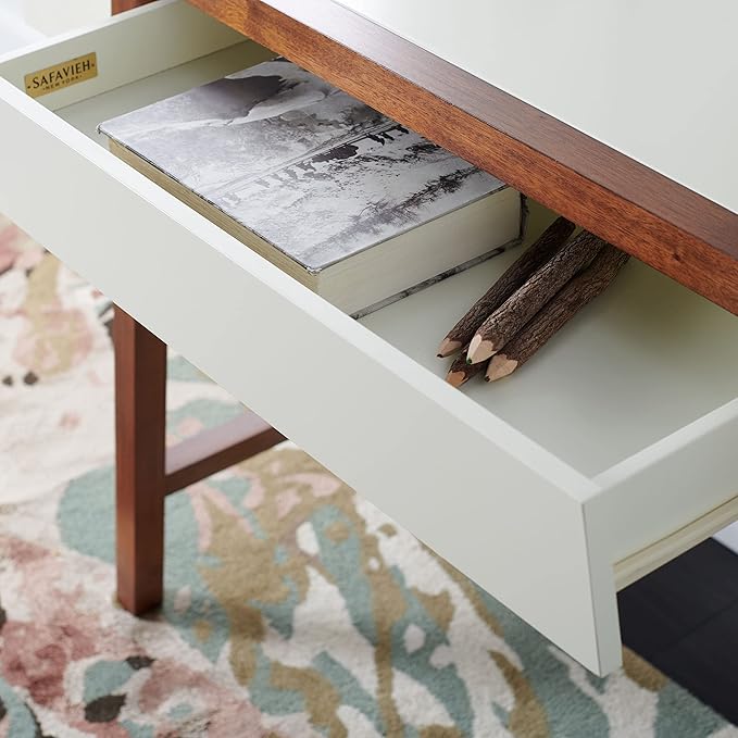 SAFAVIEH Home Collection Marwood Mid-Century Modern White/Brown Desk