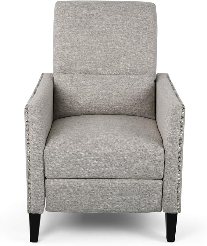 Christopher Knight Home Alexis Contemporary Fabric Push Back Recliner Light Gray Dark Brown