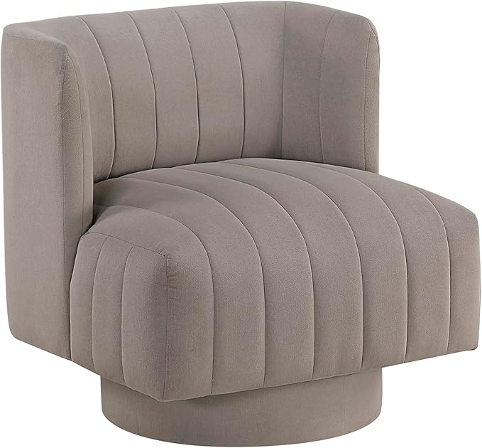 Lexicon Swivel Accent Chair Textured Fabric Upholstered 360 Degree Swivel Barrel Chair with Channel Tufted Comfort Seat for Living Room Bedroom Office Easy Assembly Taupe