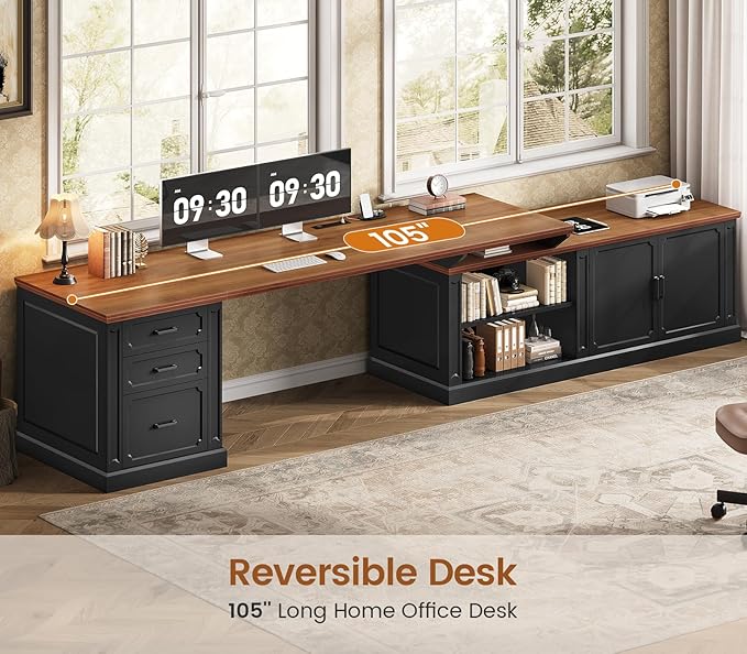 SEDETA Farmhouse L Shaped Desk with Drawers 70.9 Home Office Desk with Storage Cabinet and Storage Shelves L Shaped Computer Desk with Power OutletBlack
