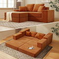 Cloud Modular Sectional Sofa Comfy Boneless Couch for Living Room Modern L-Shaped Couch with Reversible Chaise Customizable Sleeper Sofa with Non Slip No Assembly &amp Deep Seat Orange