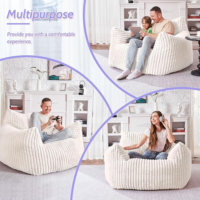 HABUTWAY Comfy Floor Sofa Giant Plush Reading Chair Indoor Cozy Couch with Armrests Oversized Couch Upholstered Boneless Sofa Portable Cloud Couch Accent Chair for Living Room Bedroom (Beige)