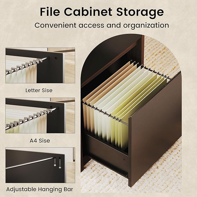 Executive Standing Desk with Drawers &amp Storage 70.8'' Adjustable Electric Stand Up Wood Desk with Privacy Panel AC/USB File Cabinet Large One-Piece Desktop for Home Office Black Walnut