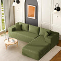 106 Modular Sectional Sofa Green Wool Cloud Couch with Left Chaise Deep Seat Boneless Floor Sofa for Living Room High-Resilience Foam Support No Assembly Required Includes Pillows | Sectional So